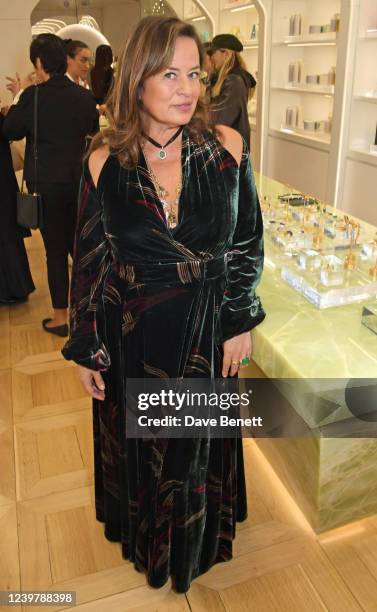 Jade Jagger attends an evening of jewellery and skincare hosted by Jade Jagger and Dr Barbara Sturm on April 6, 2022 in London, England.