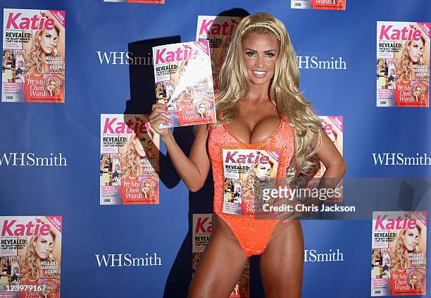 Model Katie Price poses for photographs at the launch of her new magazine 'Katie' at the Worx Studios on September 7, 2011 in London, England.
