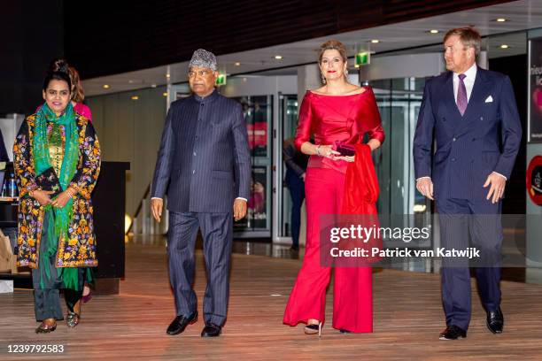 Daughter of the Indian president Swati Kovind, President of Indian Ram Nath Kovind, Queen Maxima of The Netherlands and King Willem-Alexander of The...