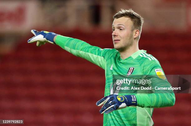 Fulham's Marek Rodak during the Sky Bet Championship match between Middlesbrough and Fulham at Riverside Stadium on April 6, 2022 in Middlesbrough,...