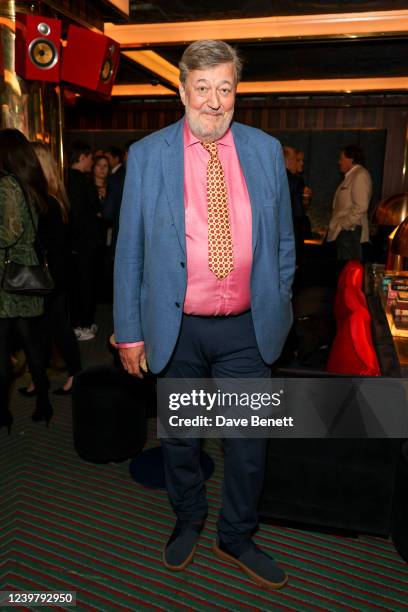 Stephen Fry attends the launch of Artingstall's Gin by Paul Feig at Isabel, Mayfair on April 6, 2022 in London, England.