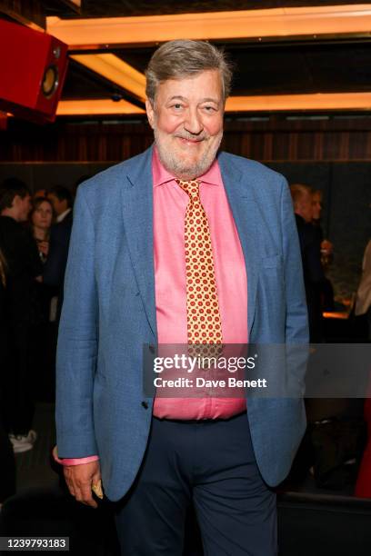 Stephen Fry attends the launch of Artingstall's Gin by Paul Feig at Isabel, Mayfair on April 6, 2022 in London, England.