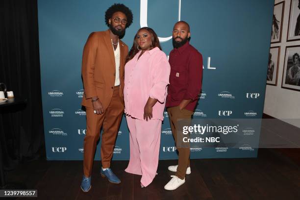 Universal Studio Group 2022 Emmy Press Luncheon at Soulmate Restaurant in West Hollywood, April 5th, 2022 -- Pictured: Echo Kellum, Nicole Byer, Phil...