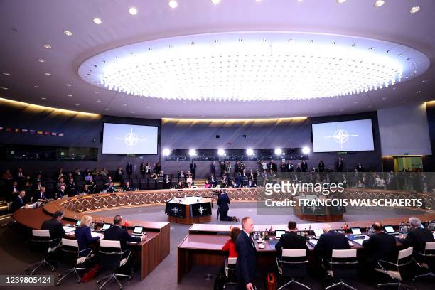 General view at the start of a meeting of the North Atlantic Council roundtable of NATO Foreign Ministers at the NATO headquarters in Brussels on...