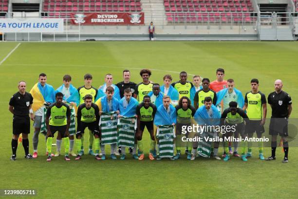 Players of Dinamo Kiev and Sporting CP at group photo prior the UEFA Youth League Round Of Sixteen match between Dinamo Kiev and Sporting CP at...