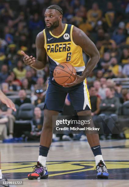 Lance Stephenson of the Indiana Pacers is seen during the game against the Detroit Pistons at Gainbridge Fieldhouse on April 3, 2022 in Indianapolis,...