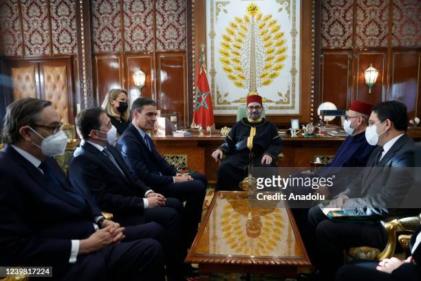 Spanish Prime Minister Pedro Sanchez meets King of Morocco Mohamed VI in Rabat, Morocco on April 07, 2022.