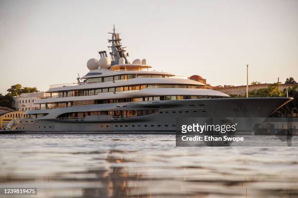 The Flying Fox superyacht is seen docked at Don Diego Port on April 7, 2022 in Santo Domingo, Dominican Republic. The superyacht, suspected of being...