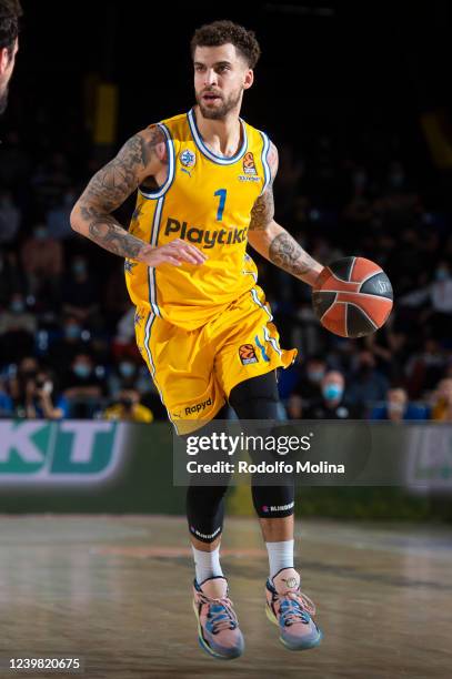 Scottie Wilbekin, #1 of Maccabi Playtika Tel Aviv in action during the Turkish Airlines EuroLeague Regular Season Round 34 match between FC Barcelona...