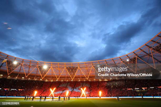 General view of The London Stadium during the UEFA Europa League Quarter Final Leg One match between West Ham United and Olympique Lyon at Olympic...