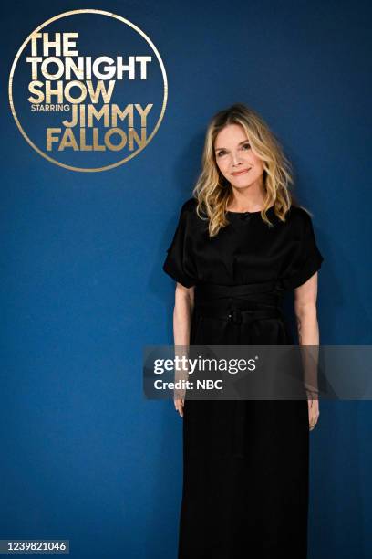 Episode 1632 -- Pictured: Actress Michelle Pfeiffer poses backstage on Thursday, April 7, 2022 --