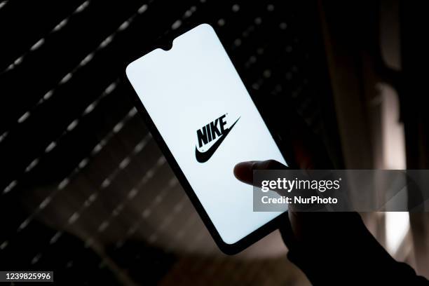 In this photo illustration a Nike logo seen displayed on a smartphone screen in Athens, Greece on April 7, 2022.