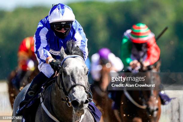 Silvestre De Sousa riding Art Power win The Betway Novice Stakes at Newcastle Racecourse on June 01, 2020 in Newcastle upon Tyne, England....