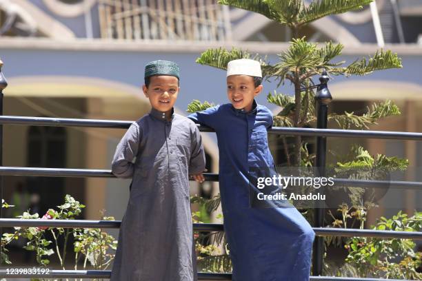 Muslims perform the first Friday prayer in the holy month of Ramadan at Anwar Mosque in Addis Ababa, Ethiopia on April 8, 2022.