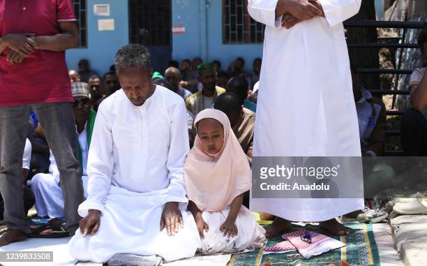 Muslims perform the first Friday prayer in the holy month of Ramadan at Anwar Mosque in Addis Ababa, Ethiopia on April 8, 2022.