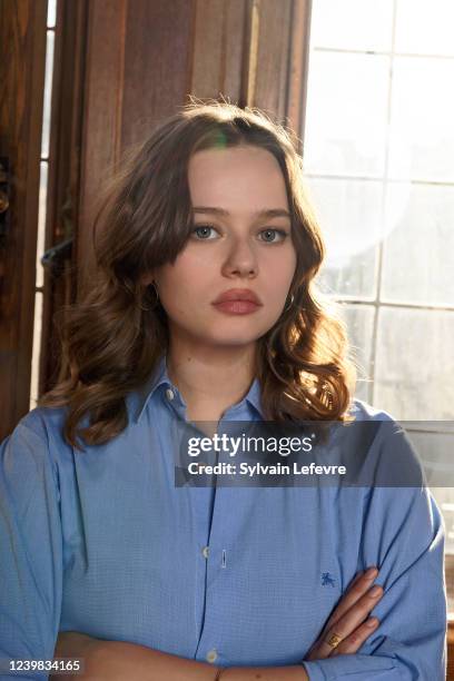 Actress Lucie Fagedet poses for a portrait on March 19, 2022 in Lille, France.