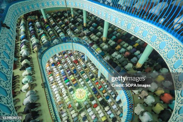 Muslims offer the first Ramadan Friday prayers at Baitul Mukarram National Mosque in Dhaka.