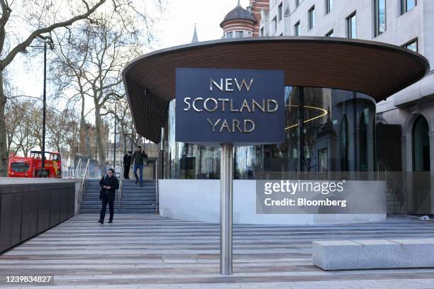 The New Scotland Yard headquarters of the Metropolitan Police in London, U.K., on Thursday, April 2022. London's Metropolitan Police Service is not...