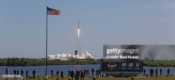 SpaceX Falcon 9 rocket lifts off from launch complex 39A carrying the Crew Dragon spacecraft on a commercial mission managed by Axion Space at...