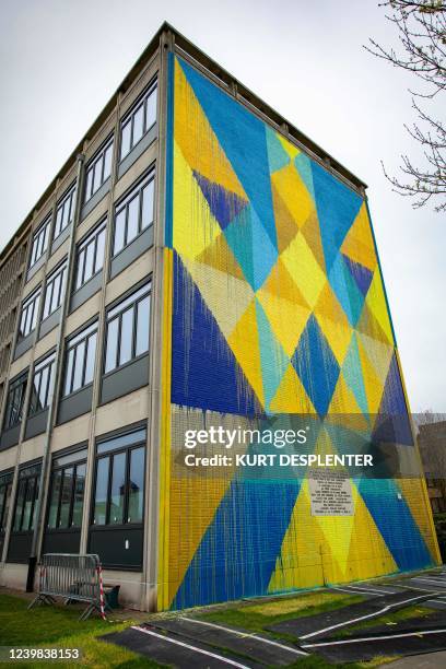 Illustration picture shows a work of art from Spanish artist Iñigo Sesma pictured during the last preparations ahead of the Crystal Ship 2022, with...