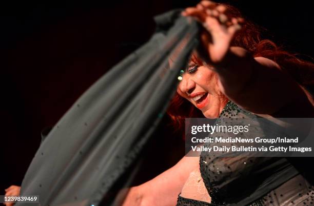 Los Angeles, CA Burlesque legend Kitten Natividad, of Los Angeles, performs during the Hollywood Burlesque Festival Friday night showcase at the...