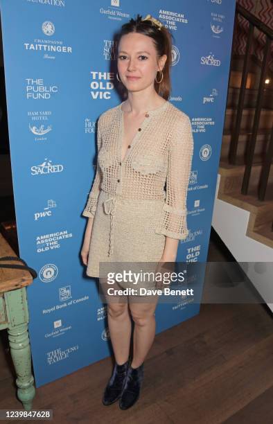 Cast member Lydia Wilson attends the press night after party for The Old Vic's production of "The 47th" at The Ham Yard Hotel on April 8, 2022 in...
