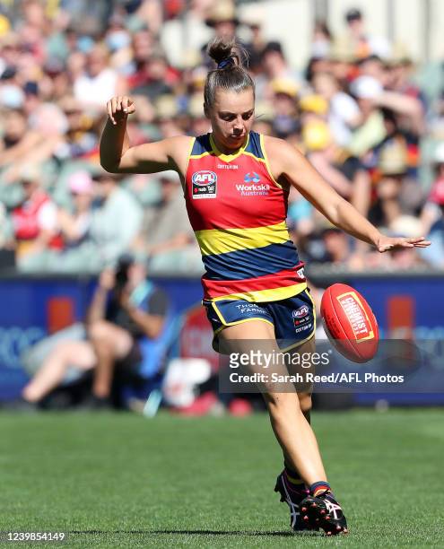 Ebony Marinoff of the Crows during the 2022 AFLW Grand Final match between the Adelaide Crows and the Melbourne Demons at Adelaide Oval on April 09,...