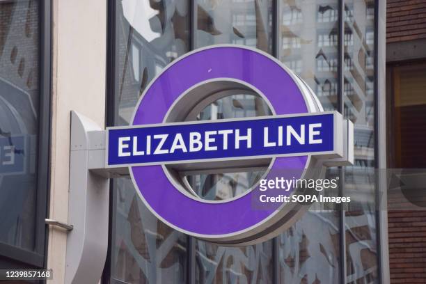 New signs seen outside the newly-built Farringdon Elizabeth Line station. The new London Underground line is expected to open before summer 2022.