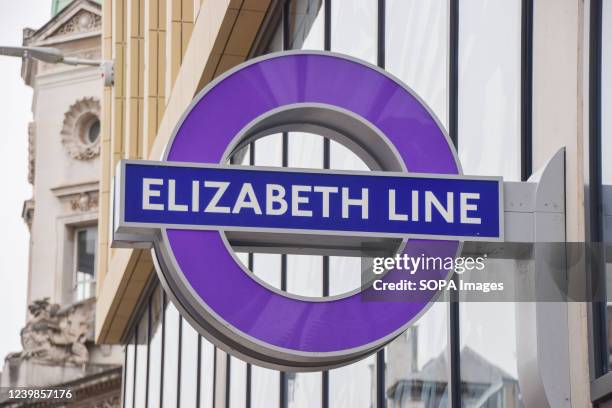 New signs seen outside the newly-built Farringdon Elizabeth Line station. The new London Underground line is expected to open before summer 2022.