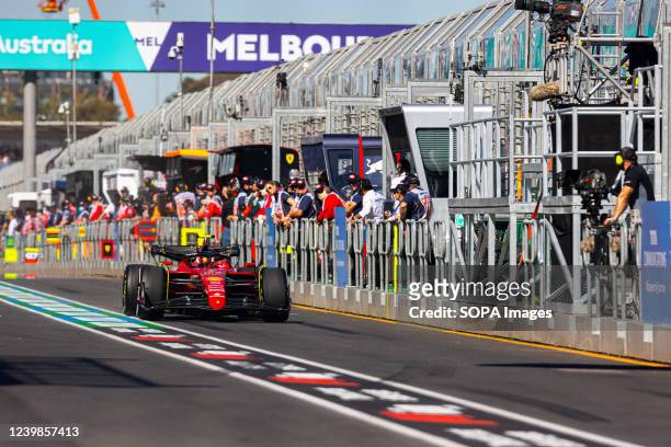 Carlos Sainz of Spain drives the number 55 Ferrari F1-75 during practice ahead of the 2022 Australian Grand Prix at the Albert Park Grand Prix...