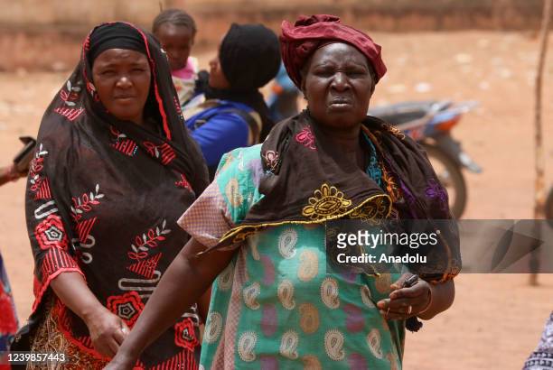 Women with colorful dresses are seen in Segou, Mali on April 8, 2022.