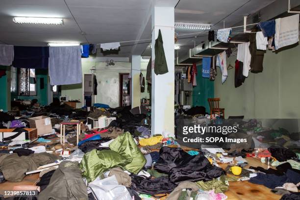 View of a room in the administrative building of the Chernobyl nuclear power plant where since February 24, national guardsmen had been held as...