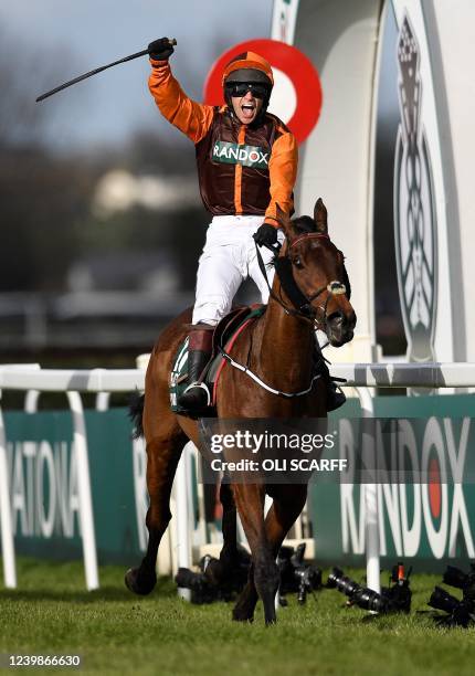 First-placed Noble Yeats riden by jockey Sam Waley-Cohen wins the Grand National Steeple Chase on the final day of the Grand National Festival horse...