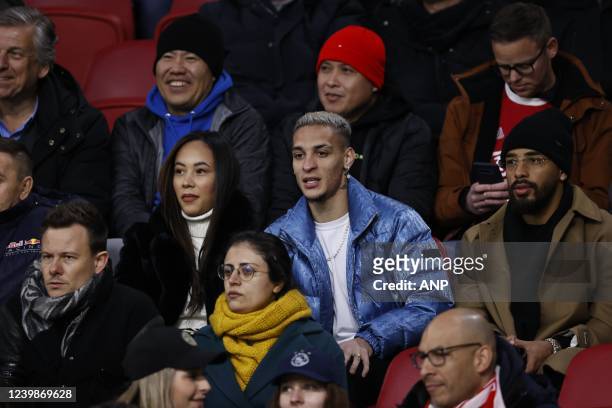 Antony Matheus Dos Santos of Ajax in the stands with his girlfriend Rosileny Xavier during the Dutch Eredivisie match between Ajax and Sparta...