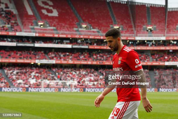 Adel Taarabt of SL Benfica looks on during the Liga Portugal Bwin match between SL Benfica and Belenenses SAD at Estadio da Luz on April 9, 2022 in...