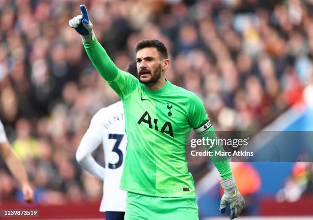 Tottenham Hotspur goalkeeper Hugo Lloris during the Premier League match between Aston Villa and Tottenham Hotspur at Villa Park on April 9, 2022 in...