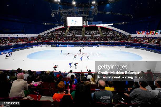 View of the venue is pictured at the World Short Track Speed Skating Championships at Maurice Richard Arena on April 9, 2022 in Montreal, Canada.