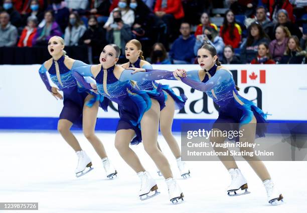 Team Helsinki Rockettes compete in the Free Program during the ISU World Synchronized Skating Championships at FirstOntario Centre on April 09, 2022...