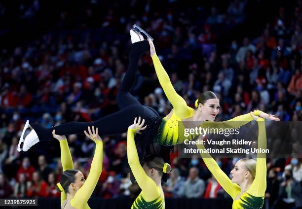 Team Marigold Ice Unity from Finland compete in the Free Program during the ISU World Synchronized Skating Championships at FirstOntario Centre on...