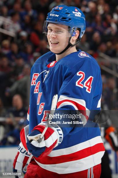Kaapo Kakko of the New York Rangers skates against the Ottawa Senators at Madison Square Garden on April 9, 2022 in New York City.