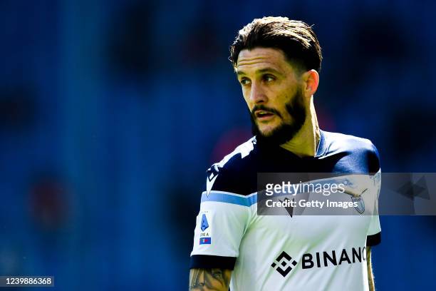 Luis Alberto of Lazio looks on during the Serie A match between Genoa CFC and SS Lazio at Stadio Luigi Ferraris on April 10, 2022 in Genoa, Italy.
