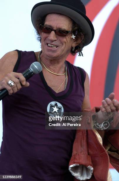 Keith Richards and The Rolling Stones perform during a press conference to announce "The Bigger Bang" world tour at the Julliard Music School May 10,...