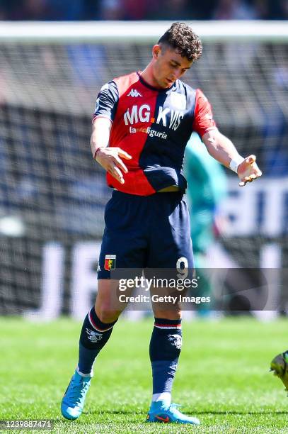 Roberto Piccoli of Genoa reacts with disappointment after Ciro Immobile of Lazio has scored his second goal during the Serie A match between Genoa...