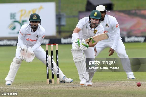 Dean Elgar of the Proteas during day 3 of the 2nd ICC WTC2 Betway Test match between South Africa and Bangladesh at St George's Park on April 10,...