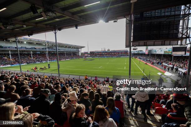 General view of Kingsholm Stadium, home of Gloucester during the TikTok Women's Six Nations match between England and Wales at Kingsholm Stadium on...