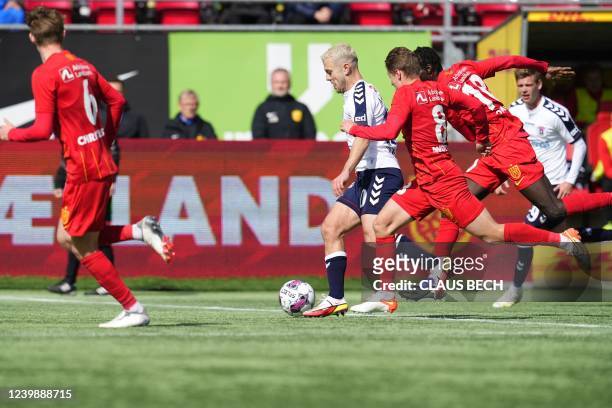 Aarhus Gymnastikforening's English midfielder Jack Wilshere runs with the ball during the Danish Superliga match between FC Nordsjaelland and AGF, in...