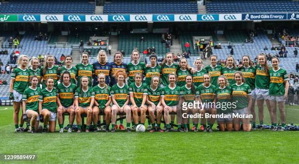 Dublin , Ireland - 10 April 2022; The Kerry team before the Lidl Ladies Football National League Division 2 Final between Armagh and Kerry at Croke...