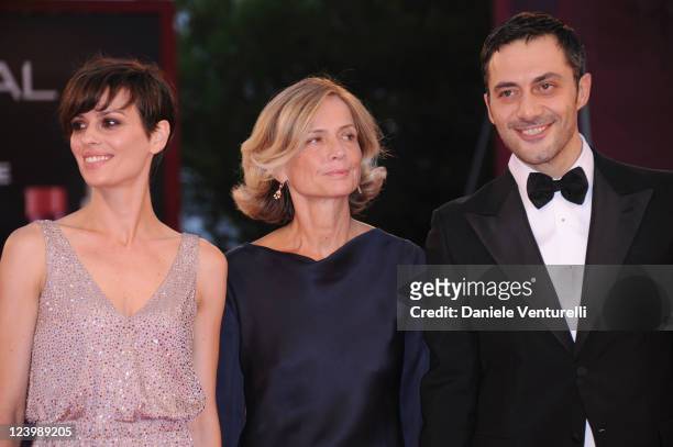 Actress Claudia Pandolfi, director Cristina Comencini and actor Filippo Timi attend the "Quando la notte" Premiere during the 68th Venice...