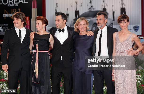 Actors Denis Fasolo, Michela Cescon, Filippo Timi, director Cristina Comencini, Thomas Trabacchi and Claudia Pandolfi attend the "Quando La Notte"...