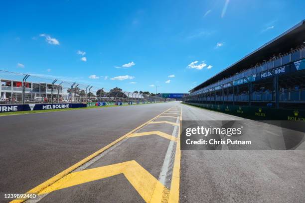 Track and pit exit at the 2022 Australian Formula 1 Grand Prix on 10th April 2022